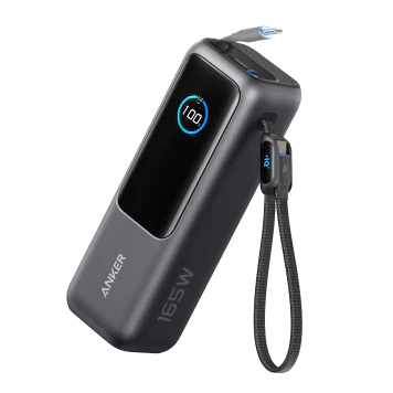 Anker Power Bank (25K, 165W, Built-In and Retractable Cables) - Black