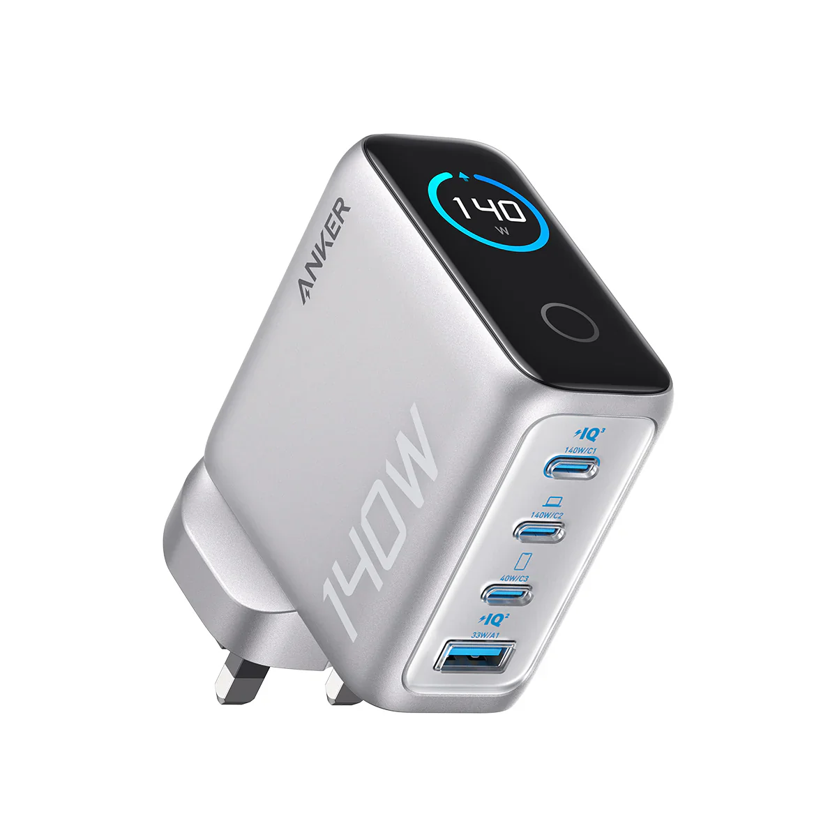 Anker Charger 140W 3C-1A With Display - Silver