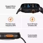 Apple Watch Ultra 2 GPS + Cellular 49mm Black Titanium Case with Black Ocean Band - Image 3