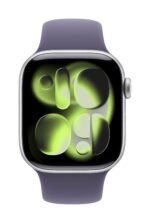 ⁦Apple Watch Series 11 GPS 46mm Silver Aluminium Case with Purple Fog Sport Band - S/M⁩ - الصورة ⁦2⁩