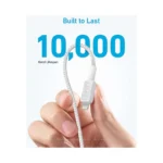 ⁦Anker 322 USB-C to Lightning Cable Braided (0.9m/3ft) -White⁩ - الصورة ⁦2⁩