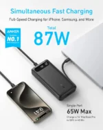 Anker Power Bank 20K 87W Built-In Usb-C Cable - Black - Image 4