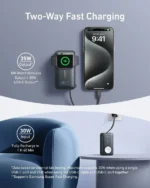 ⁦Anker MagGo Power Bank (10K, 35W, For Apple Watch, Built-In USB-C) -Black⁩ - الصورة ⁦3⁩