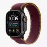Apple Watch Ultra 4, GPS + Cellular, 49mm, Black Titanium Case with Burgundy Trail Loop - M/L