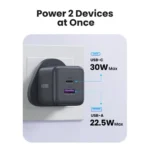 Ugreen 30W 2-Port GaN Fast Charger - Space Grey - الصورة 2